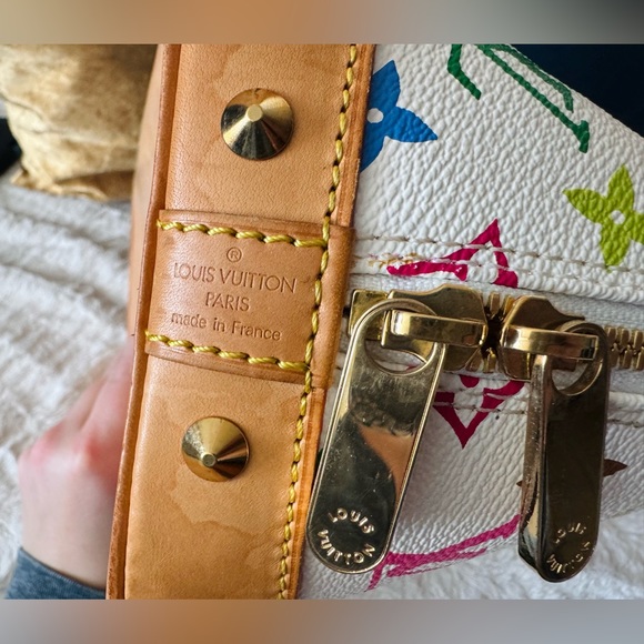 Louis Vuitton Alma PMTop Handle Bag White Multicolour Leather Monogram Murakami - Picture 8 of 13